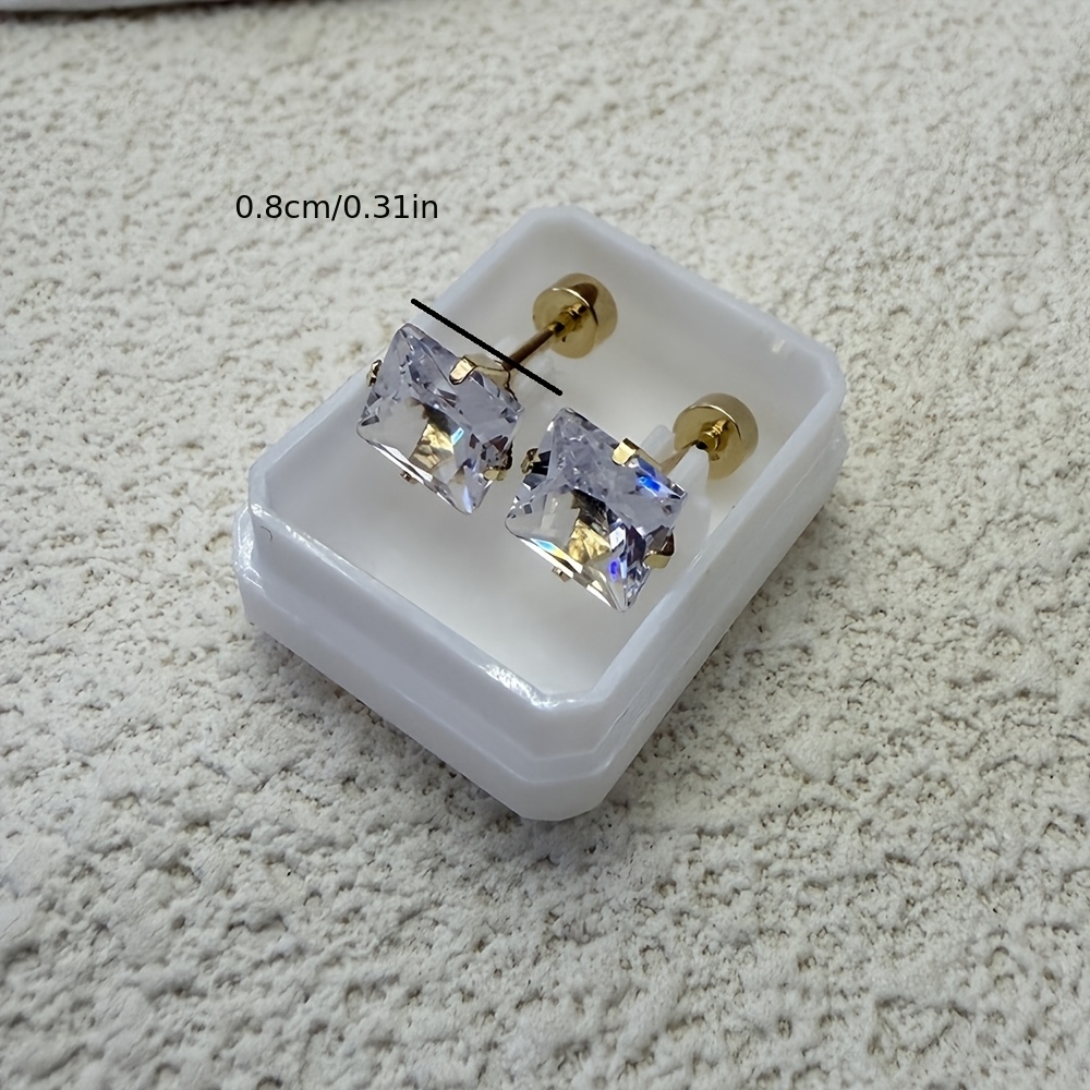 Women's 18K Gold Plated Round Zirconia Stud Earrings